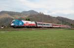 Die 1216 226 "EM-Tschechien" hat am 13.04.2008 mit dem  EC 100 "Joze Plecnik" Micheldorf erreicht