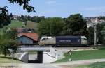 182 535-5 Dispolok K�hne + Nagel ES 64 U2-035 vor G�terzug Richtung Passau, KBS 150 Wien - Passau, Passauer Bahn, fotografiert in Ingling am 12.07.2011 