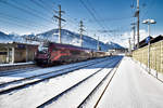 1116 236-1 schiebt den railjet 111 "Hohe Tauern" (München Hbf - Klagenfurt Hbf), bei Pusarnitz, die Tauernbahn hinunter.