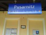 Bahnhofsschild von Pusarnitz am 5.4.2015