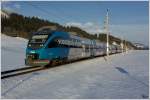 Rhapsody in Blue IV - 4024 128 "Voestalpine skygate" Talent f�hrt als Shuttlezug bei der Alpine Ski WM 2013 von Haus im Ennstal nach Schladming.