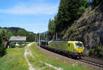 193 559 "NATURAIL" und 193 667 mit einem LKW-WALTER-KLV nach Verona bei Gries am Brenner, 01.08.2019.