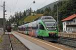 Einfahrt am 04.07.2018 von ÖBB 4024 088-9 "VVT - Verkehrsverbund Tirol" als REX (Kuftsein - Brenner/Brennero) in den Bahnhof von Steinach in Tirol.