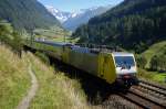 MRCE Dispolok ES 64 F4-989 (E 189-089 NC), vermietet an Nordcargo, ist mit dem aus DB-Wagen bestehenden EC 80 "DB-ÖBB EuroCity" Verona PN - München Hbf bei Stafflach unterwegs, 06.09.10.