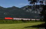 �BB 1216 023-2 mit Aufschrift " part of the best " vor EC 85 M�nchen - Bologna, KBS 300 Salzburg - Brenner, fotografiert bei Bichlwang am 19.07.2012