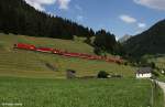 �BB Lokzug vom Brenner Richtung Innsbruck mit 1x BR 1116 + 5x BR 1144 + 1x BR 1063 + 4x BR 1216, KBS 300 Brenner - Innsbruck - Salzburg, fotografiert bei Stafflach am 02.07.2010