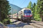 1216 020 mit EC nach M�nchen Hbf am 02.08.2013 in Gries am Brenner gen Innsbruck.