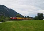 Einen schönen Ganzzug bildete am 30.05.2020 der von 1293 028 angeführte Frölich-KLV, da er einheitlich in gelb gehalten war, woran auch der eingereihte Nothegger-Auflieger nichts