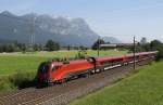 1116 238-5 f�hrt am 12.8.2012 mit Railjet Wien-Bregenz durch das Unterinntal zwischen Kirchbichl und W�rgl.