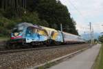 1216 019 "Wagner-Verdi" als EC 89 "DB-�BB Eurocity" auf der Fahrt von M�nchen Hauptbahnhof nach Verona, hier zum sehen kurz nach dem Grenz�bertritt in Kiefersfelden (Staatsgrenze) n�he Kufstein; am