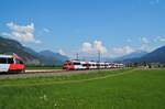 Bis August 2020 trugen noch alle für die S-Bahn-Tirol fahrenden Talent-Garnituren das alte Schrägdesign.