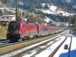 RJ 364 mit Garnitur 05 in Braz von Salzburg nach Z�rich am 26.02.2011    Lg