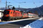 1116 143 "Montan Sped" und 1116 138 "Heeressport" gemeinsam mit 867 von Bregenz nach Wien West mit Halt in Dornbirn am 1.12.13.
