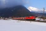 Kurz bevor am 01.04.13 die Sonne hinter den Bergen verschwand gelang es mir in Scharnitz DB 111 053 mit dem REX 5425 (M�nchen Hbf - Innsbruck Hbf) aufzunehmen.