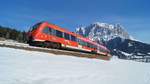 Am 11.02.2016 war 442 233 als RE 5540 auf der Au�erfernbahn von Garmisch-Partenkirchen nach Lermoos in Tirol unterwegs.