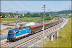 Am Nachmittag des 10, Juni 2025 kommt  1216.235 im Bahnhof Weststeiermark an .