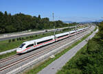 Der ICE 412 205 absolvierte am 5. August 2025 Mess-und Testfahrten auf der Koralmbahn zwischen Graz und Klagenfurt, hier zu sehen als SPROB 93373 in Wundschuh.