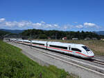 Der ICE 412 205 absolvierte am 5. August 2025 Mess-und Testfahrten auf der Koralmbahn zwischen Graz und Klagenfurt, hier zu sehen als SPROB 93375 kurz nachdem Verlassen des  knapp 33 Kilometer langen Koralmtunnel. 