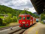 Übelbach. Der ET 15 der Steiermarkbahn steht hier am 07.05.2024 im Bahnhof Übelbach und macht sich abfahrbereit als S-Bahn nach Peggau.