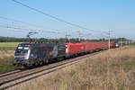 1116 158 "LID - Sterneaktion" an der Spitze dieses Containerzuges kurz vor Gramatneusiedl.