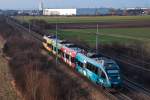 4124 013 "Kombiticket", unterwegs am 21.02.2014 bei Himberg nach Bruck an der Leitha.