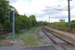 Bei der Haltestelle Straning sieht man sehr gut, dass die Franz Josefs Bahn einmal zweigleisig geführt wurde, Blickrichtung Sigmundsherberg, Mai 2014