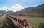 Railjet-Garnitur 36 als RJ 1286  Tirol  (Feldkirch - München Hbf) bei Flaurling.