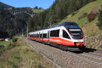 ÖBB 4024 024-3 als S3 bei der Bergfahrt nach Brenner/Brennero. Aufgenommen bei St. Jodok am Brenner am 09.10.2021