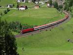 Die  RailJet  1216 020 mit ein Schnellzug von München nach Venezia - Sankt-Jodok Kurve - 15-06-2017
