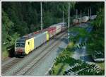 189 930 R bei der Talfahrt der Brenner Nordrampe am 26.7.2007, aufgenommen kurz nach dem Matreier Tunnel.