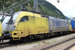 Siemens Dispolok 182 596-7 (ES 64 U2-096) als zweite Lok des KLV Zuges nach der Ankunft am Bahnhof Brenner/Brennero.
