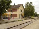 Der Bahnhof Oberpullendorf ist End- und Startpunkt der mittelburgenlndischen Draisinentour.