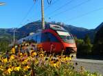 Ein 4024 als R 4260 (Lienz - Friesach) am 21.9.2015 bei der Abfahrt in Berg im Drautal.