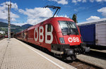 1116 225-4 am Zugschluss des  ÖFB-railjet , unterwegs als railjet 632 (Lienz - Wien Hbf), am 25.5.2016 in Lienz.