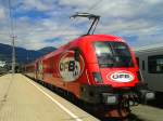 1116 225-4 mit dem "ÖFB-railjet" als railjet 632 (Lienz - Wien Hbf) am 18.6.2015 in Lienz.