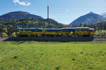 Seitenansicht vom Stopfexpress 09-3X Dynamic (99 81 9121 002-5) von bbw, am 20.4.2016 bei Berg im Drautal.