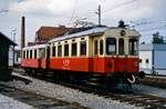 ET 24 102 StH der normalspurigen österreichischen Lokalbahn Lambach - Vorchdorf-Eggenberg (Vorchdorferbahn) vor der Hauptwerkstatt Vorchdorf.