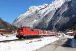 111 026-1 mit der RB 5413 (Mnchen Hbf - Innsbruck Hbf) in Scharnitz am 16.03.13