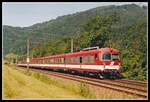 4010 025 als IC552 zwischen Frohnleiten und Mixnitz - Bärenschützklamm am 1.07.2004.