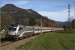 Railjet Vordesign 1016 034 fhrt mit EC 255 von Wien nach Spielfeld.