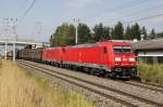 185 315 und 185 393 mit Z48935 in Niklasdorf am 15.08.2013.