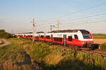 4746 023 cityjet von Gänserndorf nach Wien Meidling. Deutsch Wagram, am Abend des 17.07.2017.