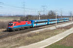 1116 045  Rail Cargo Hungaria  brachte am 07.03.2021 den EC 30064 nach Wien Hbf.