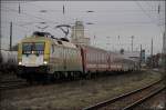 470.010 mit EN 346 Bucuresti Nord-Wien Westbahnhof am 22.02.14 im Bhf. Gramatneusiedl.