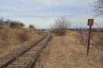 Die Zukunft der Bahnstrecke Zellerndorf-Sigmundsherberg hier bei der Haltestelle Maigen bei Km 17,9 ist ungewiss, Februar 2014