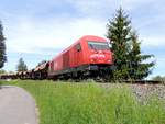 2016 065-2(Peter) mit Schotterwagenzug für Bahnbaustelle Ottnang entlang der Hausruckbahn; 190518