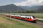 Probezug mit Cityjet 4746 502 bei Friesach am 8.06.2015.