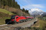 1116 234 auf dem Weg nach Innsbruck. Aufgenommen am 23. November 2023 bei Pfaffenschwend.