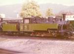 Lok Nr.4, genannt  Castle Caerenion  oder Wälderblitz am 12.05.1979 im Bw der Bregenzerwaldbahn   in Bregenz - Vorkloster aus dem mit 2095.07 nach Bregenz vorbeifahrenden Zug fotografiert.
