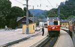 Die Mariazellerbahn im Juni 1991: 1099.005-9 im Bahnhof Kirchberg an der Pielach